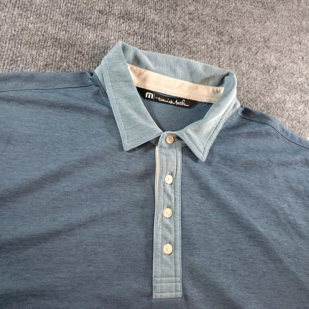 Travis Mathew Mens Polo Shirt Pima Cotton Blend Blue Golf Casual